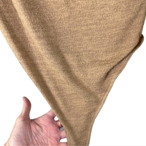 Abercrombie & Fitch Soft A&F Cozy Thong Bodysuit Wrap Tan Nude Neutral Women's S - Picture 6 of 9